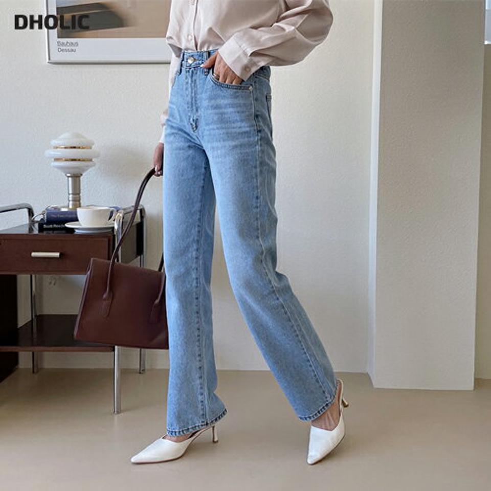 ライトブルーデニムパンツ・全1色・t63003 レディース 【pt】【韓国 ファッション ボトムス パンツ ロング デニム デニムパンツ ストレート ベルトループ スリム 美脚 10分丈 十分丈 カジュアル デイリー 秋 春】