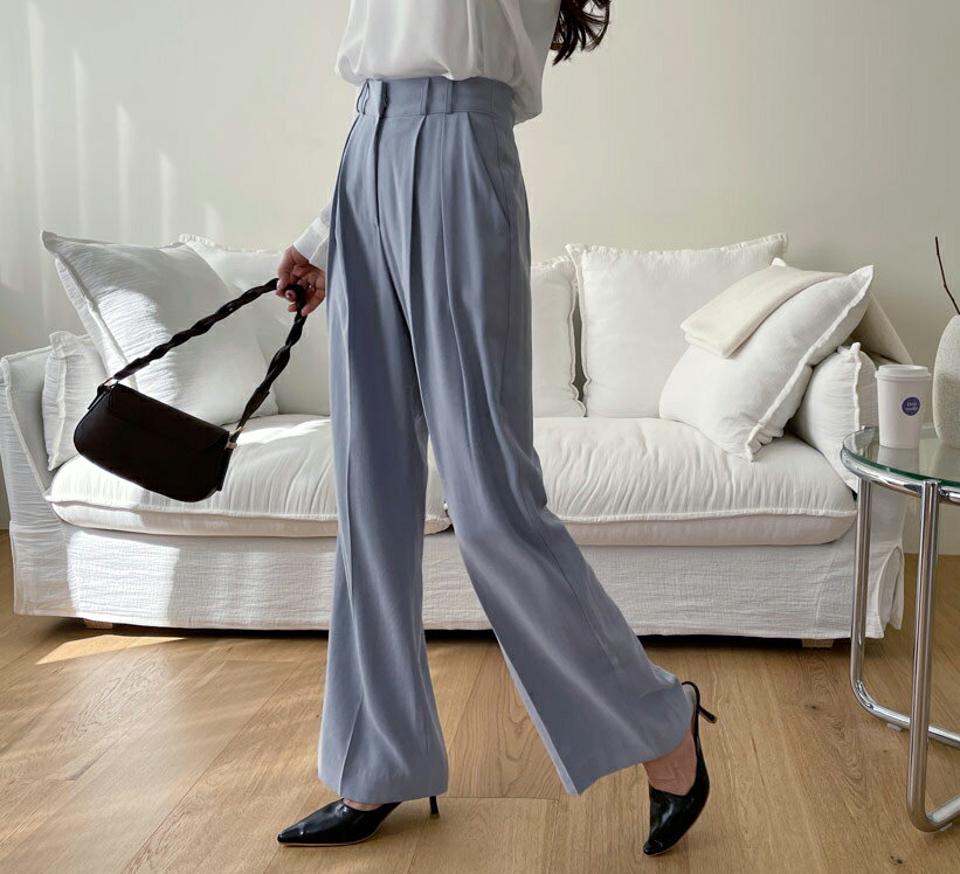 タックハイウエストスラックス・全4色・t63002 レディース 【pt】【韓国 ファッション ボトムス パンツ スラックス ボリューム ワイドスラックス ツータック オフィスカジュアル ハイウエスト 無地 体型カーバー 秋 春】