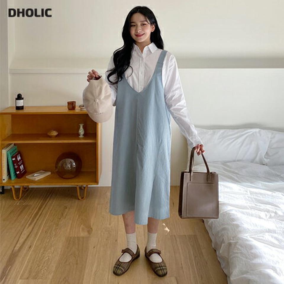 2WAYノースリワンピース・全3色・t63377 レディース 【ops】【韓国 ファッション ワンピース ミディ ミディワンピース vネック 2WAY ノースリワンピース スリーブレス Hライン キャミワンピース キャミソール ベーシック 体型カバー 秋 春】