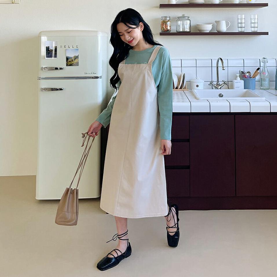 2WAYノースリワンピース・全3色・t63377 レディース 【ops】【韓国 ファッション ワンピース ミディ ミディワンピース vネック 2WAY ノースリワンピース スリーブレス Hライン キャミワンピース キャミソール ベーシック 体型カバー 秋 春】