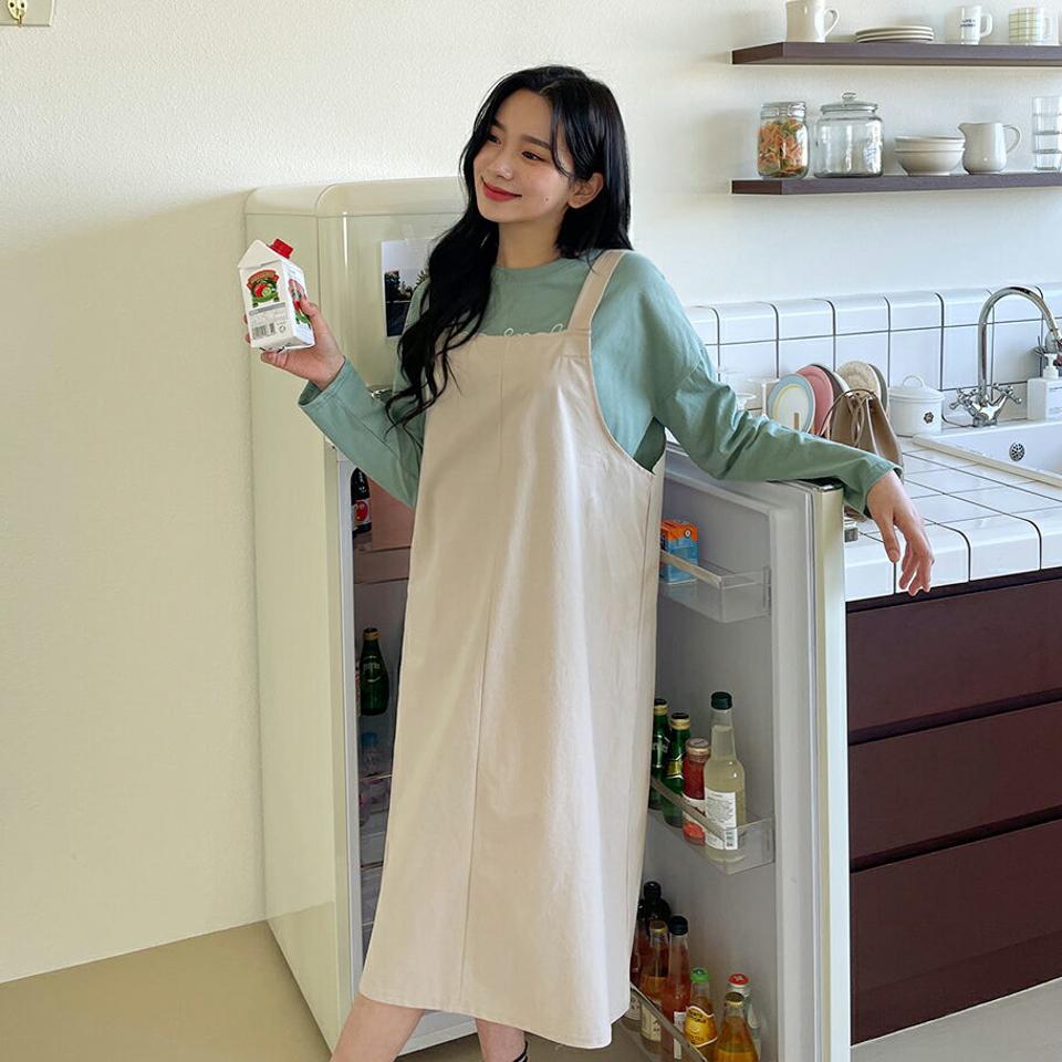 2WAYノースリワンピース・全3色・t63377 レディース 【ops】【韓国 ファッション ワンピース ミディ ミディワンピース vネック 2WAY ノースリワンピース スリーブレス Hライン キャミワンピース キャミソール ベーシック 体型カバー 秋 春】