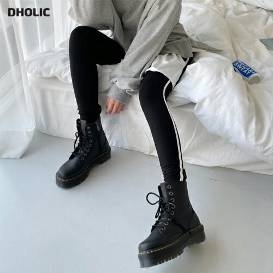 サイドラインレギンス・全2色・t63338 レディース 【pt】【韓国 ファッション ボトムス レギンス パンツ スリム シンプル ウエストゴム フィット タイト デイリー ダーク 美脚 サイドライン 配色 秋 春】【NIJU】