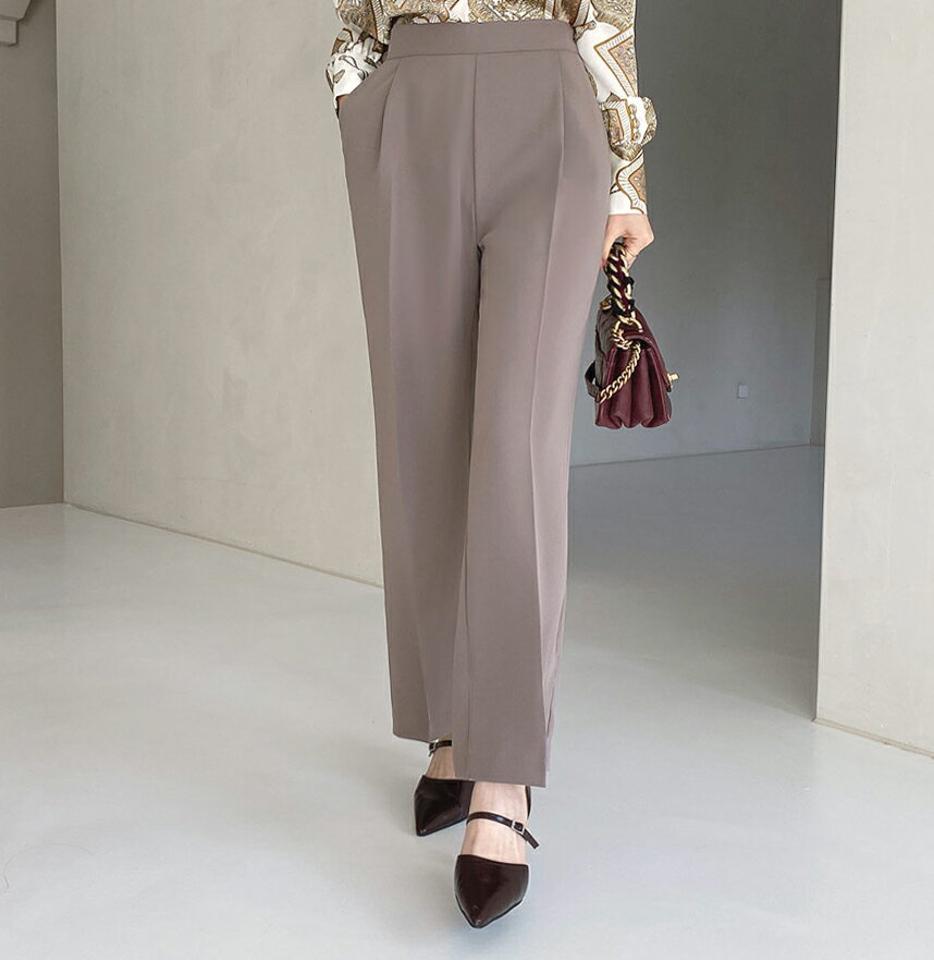 サイドジップスラックスパンツ・全3色・t67212 レディース 【pt】【パンツ ズボン ロングパンツ スラックス ジップアップ 単色 無地 シンプル ベーシック オフィスカジュアル 大人 カジュアル 春 秋 韓国 ファッション】【ハイホリHIHOLLI】