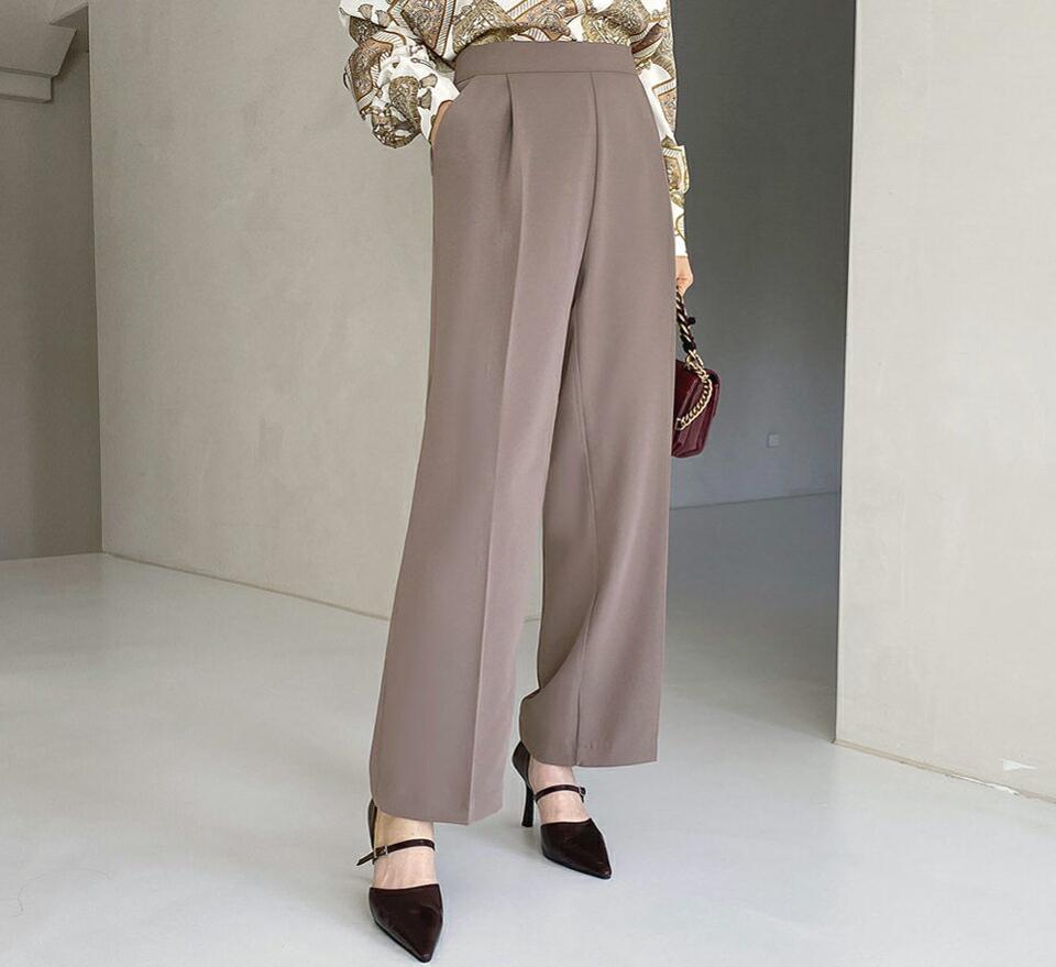 サイドジップスラックスパンツ・全3色・t67212 レディース 【pt】【パンツ ズボン ロングパンツ スラックス ジップアップ 単色 無地 シンプル ベーシック オフィスカジュアル 大人 カジュアル 春 秋 韓国 ファッション】【ハイホリHIHOLLI】