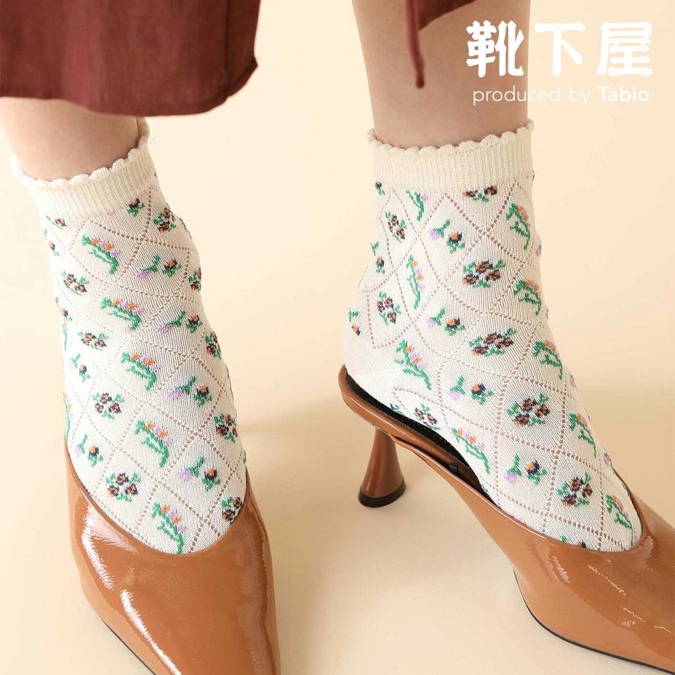 【あす楽】【Tabio】 メッシュフラワー柄ショートソックス / 靴下屋 靴下 タビオ くつ下 ショート レディース 日本製 2106ka