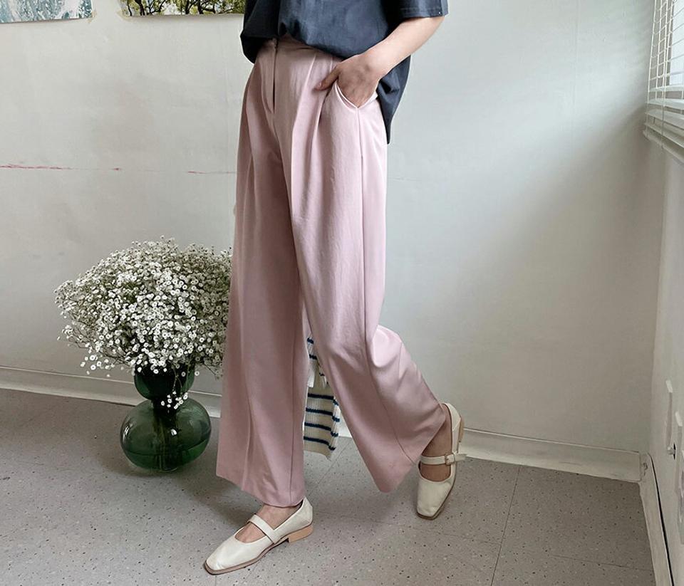 ウエストゴムワイドスラックス・全3色・b63462 レディース 【pt】【韓国 ファッション ボトムス パンツ ロング ロングパンツ スラックス ウエストゴム ワイド ルーズ ゆったり 10分丈 十分丈 カジュアル デイリー 秋 春】【NIJU】