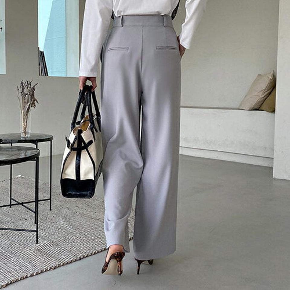 サイドボタンスラックス・全3色・t67319 レディース 【pt】【スラックス パンツ ズボン ロングパンツ 単色 無地 シンプル ベーシック 大人 きれいめ　オフィスカジュアル 春 秋 韓国 ファッション】【ハイホリHIHOLLI】