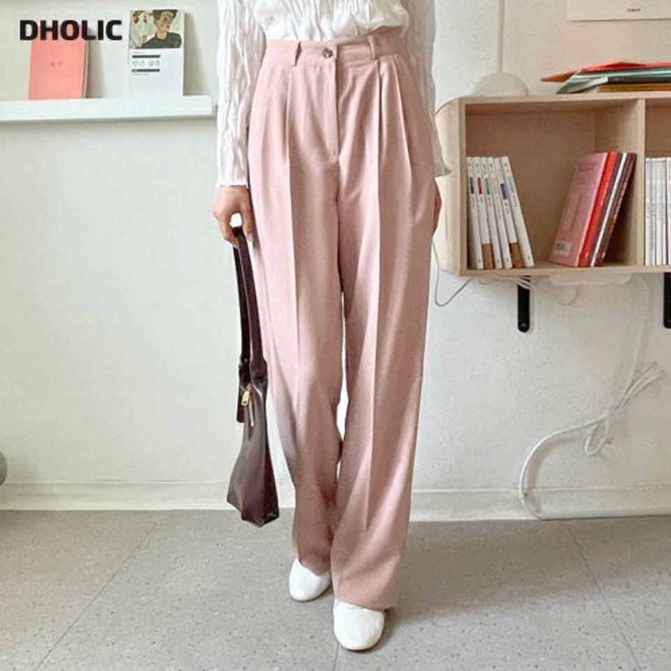 ツータックスラックス・全2色・t64882 レディース 【pt】【韓国 ファッション ボトムス パンツ スラックス ツータック ワイド ワイドスラックス オフィスカジュアル ハイウエスト 細身 無地 体型カーバー 秋 春】