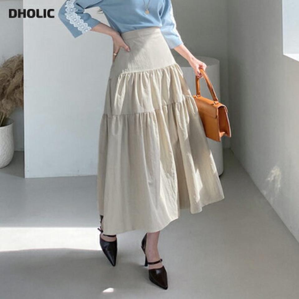 バックゴムティアードスカート・全4色・t67314 レディース 【sk】【スカート ロング ロングスカート ティアード シンプル フェミニン 可愛い かわいい 春 秋 韓国 ファッション】【ハイホリHIHOLLI】