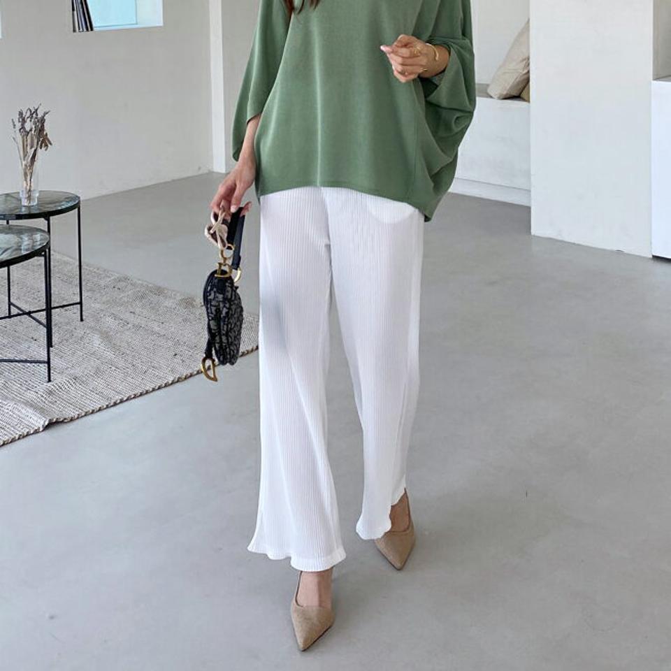 プリーツドロストパンツ・全4色・b67316 レディース 【pt】【パンツ ズボン ロングパンツ プリーツ プリーツパンツ ドロスト 単色 無地 シンプル カジュアル ウエストゴム 春 秋 韓国 ファッション】【ハイホリHIHOLLI】
