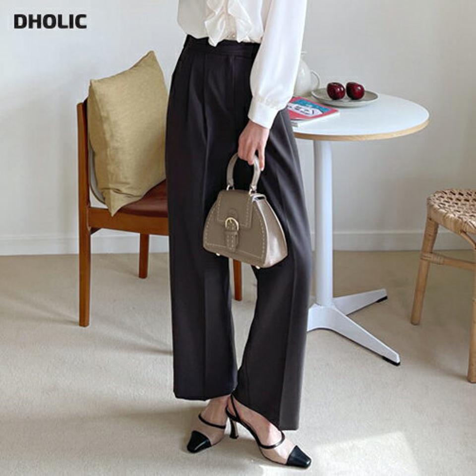 バックゴムホックスラックス・全2色・b56997 レディース 【pt】【韓国 ファッション ボトムス パンツ ロング スラックス ツータック ワイド ワイドスラックス ハイウエスト カジュアルオフィス カジュアル 無地 体型カーバー 秋 春】