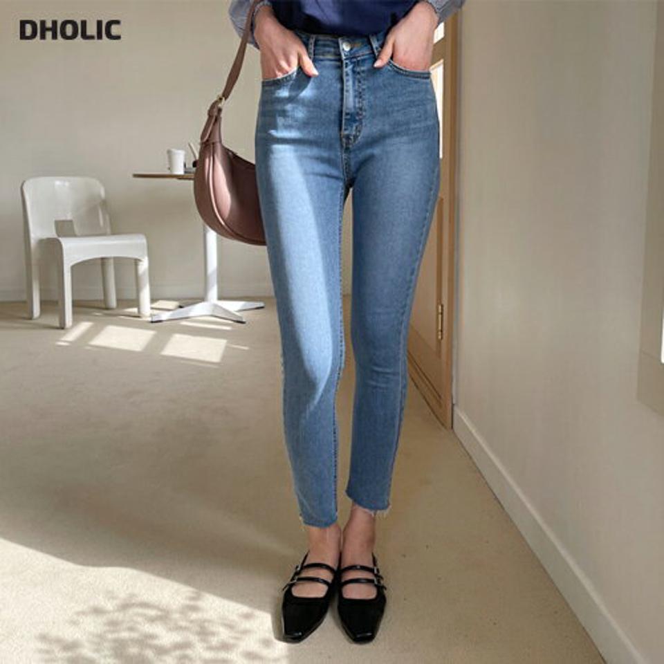 カットオフスキニーデニムパンツ・全2色・t56996 レディース 【pt】【韓国 ファッション ボトムス パンツ ロング デニム デニムパンツ ストレート カットオフ スキニー 細身 スリム 美脚 10分丈 十分丈 カジュアル デイリー 秋 春】