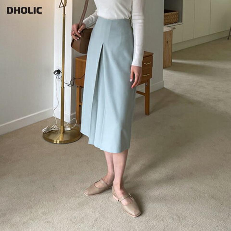 Hラインスリットスカート・全2色・t57000 レディース 【sk】【韓国 ファッション ボトムス スカート ロング ロングスカート ウエストゴム Hライン スリット サイドポケット 美脚 カジュアル 体型カバー フェミニン デイリー 秋 春】