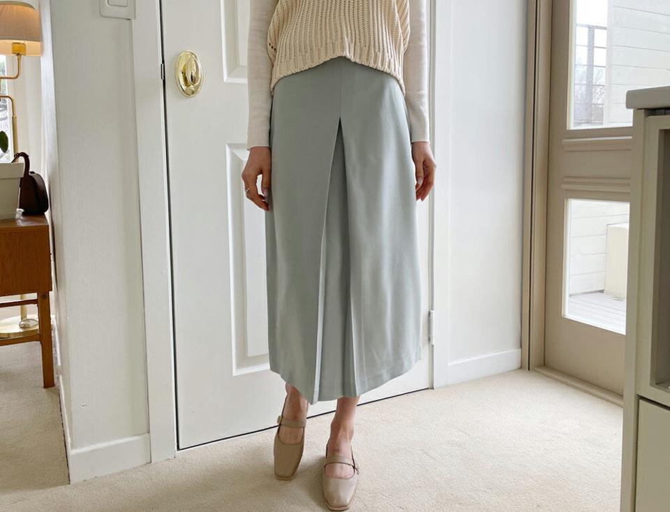 Hラインスリットスカート・全2色・t57000 レディース 【sk】【韓国 ファッション ボトムス スカート ロング ロングスカート ウエストゴム Hライン スリット サイドポケット 美脚 カジュアル 体型カバー フェミニン デイリー 秋 春】