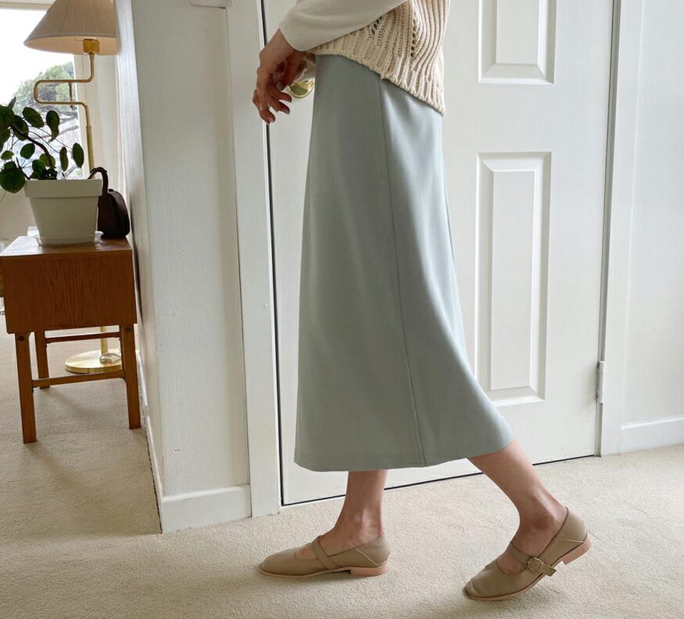 Hラインスリットスカート・全2色・t57000 レディース 【sk】【韓国 ファッション ボトムス スカート ロング ロングスカート ウエストゴム Hライン スリット サイドポケット 美脚 カジュアル 体型カバー フェミニン デイリー 秋 春】
