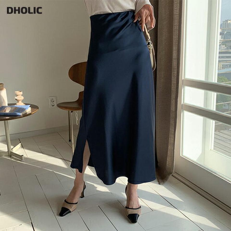 サテンフレアスカート・全4色・t56999 レディース 【sk】【韓国 ファッション ボトムス スカート ロング ロングスカート ウエストゴム サテン フレアスカート サテンスカート 揺れ感 スリット 美脚 カジュアル 体型カバー フェミニン デイリー 秋 春】