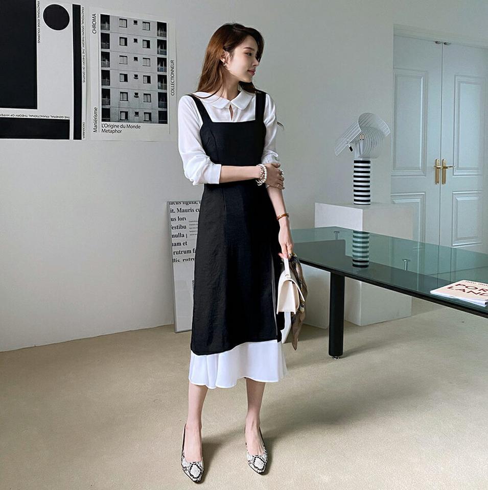 シフォンスリットヘムワンピース・全1色・t67263 レディース 【ops】【ワンピース ロング ロングワンピース シフォン スリット 透け感 シアー スリーブレス ノースリーブ フェミニン かわいい 可愛い 春 秋 韓国 ファッション】【ハイホリHIHOLLI】