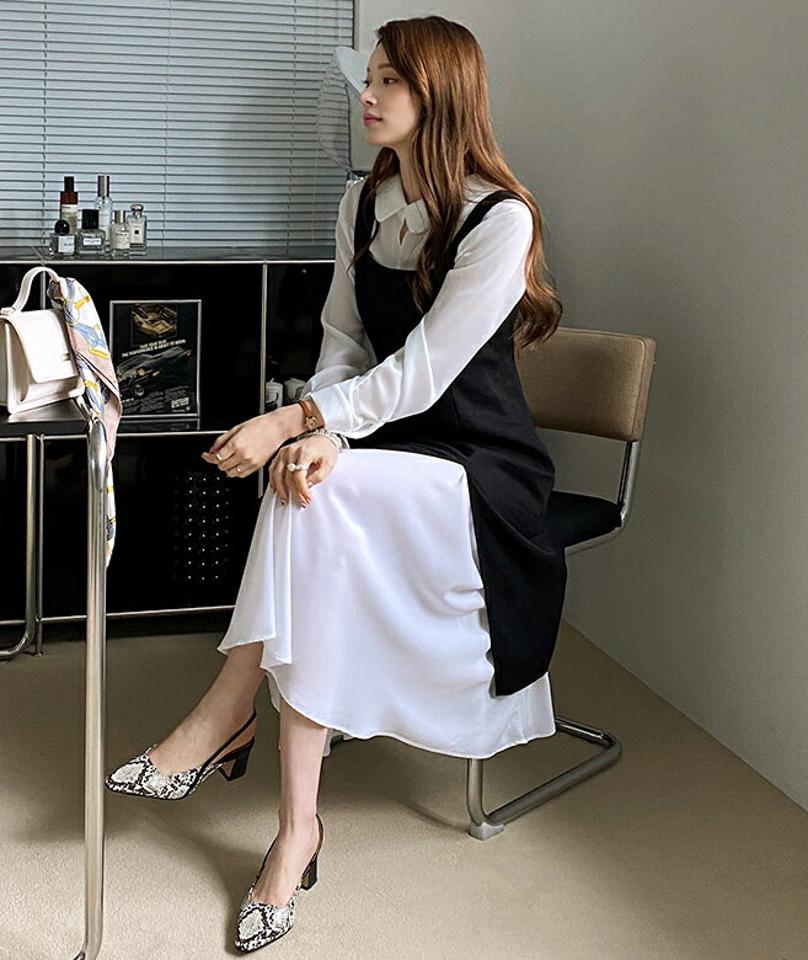 シフォンスリットヘムワンピース・全1色・t67263 レディース 【ops】【ワンピース ロング ロングワンピース シフォン スリット 透け感 シアー スリーブレス ノースリーブ フェミニン かわいい 可愛い 春 秋 韓国 ファッション】【ハイホリHIHOLLI】