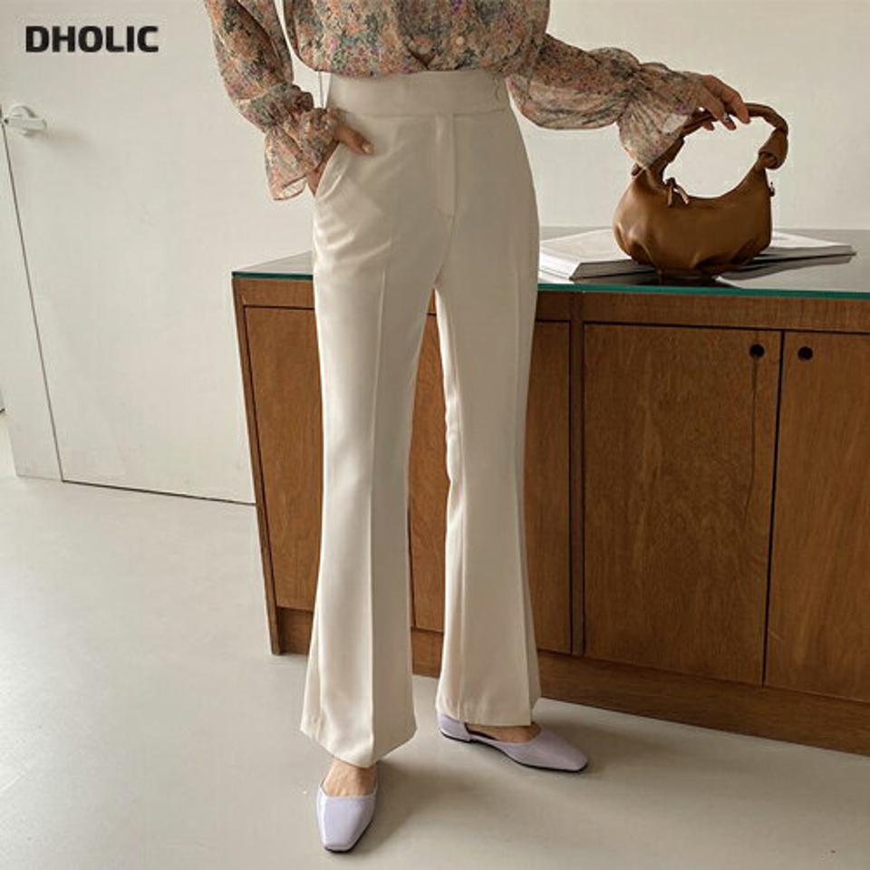 ツーボタンブーツカットスラックス・全3色・t65050 レディース 【pt】【韓国 ファッション ボトムス パンツ スラックス ブーツカットスラックス ツーボタン オフィスカジュアル ハイウエスト 細身 無地 体型カーバー 秋 春】