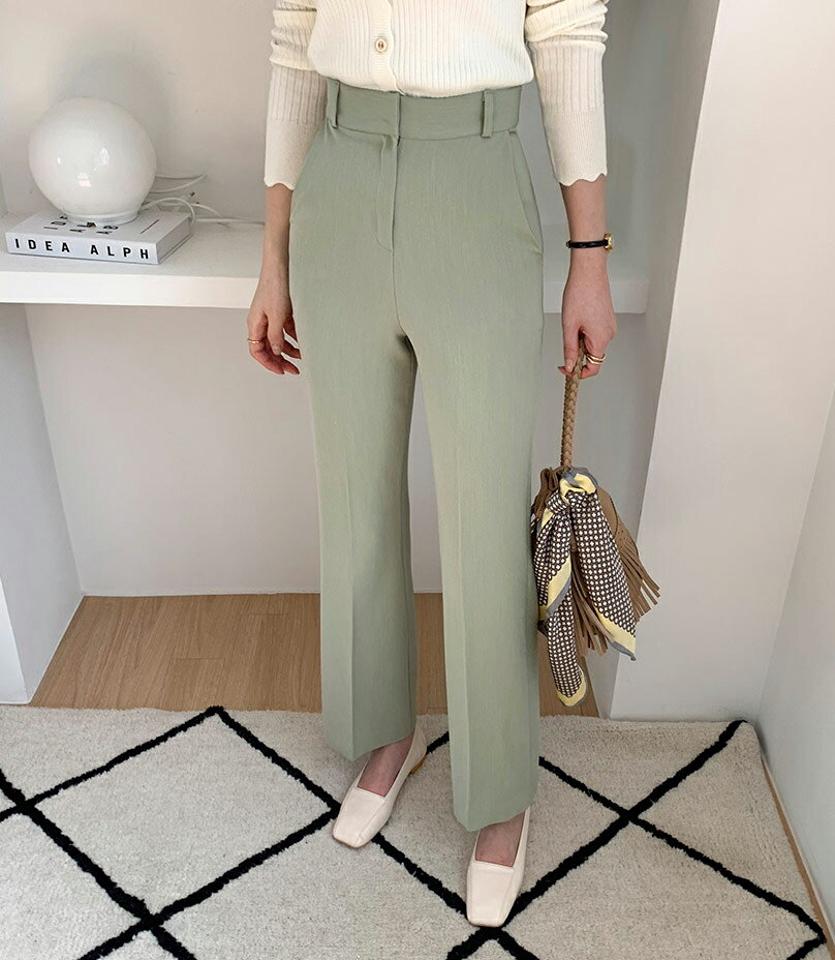 スリムブーツカットパンツ・全3色・t67280 レディース 【pt】【パンツ ズボン ロングパンツ ブーツカット スリム 単色 無地 シンプル ベーシック オフィスカジュアル きれいめ 春 秋 韓国 ファッション】【ハイホリHIHOLLI】