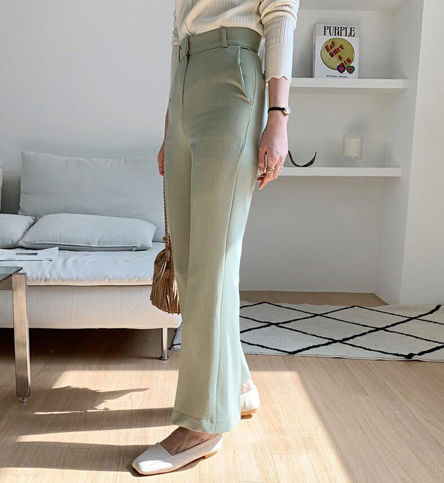 スリムブーツカットパンツ・全3色・t67280 レディース 【pt】【パンツ ズボン ロングパンツ ブーツカット スリム 単色 無地 シンプル ベーシック オフィスカジュアル きれいめ 春 秋 韓国 ファッション】【ハイホリHIHOLLI】