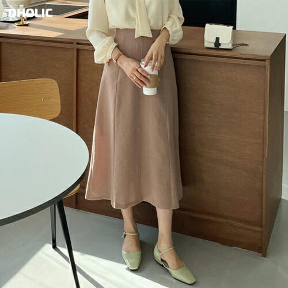フレアロングスカート・全4色・b65052 レディース 【sk】【韓国 ファッション ボトムス スカート ロング ロングスカート フレア バックゴム Aライン 美脚 カジュアル 体型カバー フェミニン デイリー 秋 春】