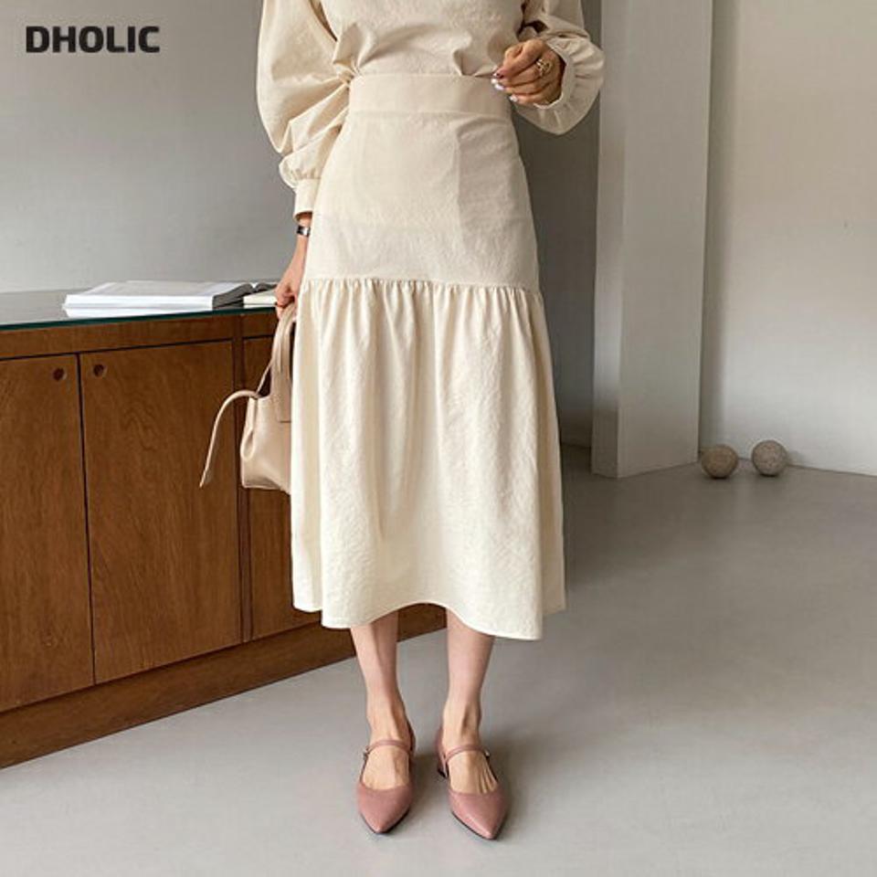 ギャザースカート・全5色・t65044 レディース 【sk】【韓国 ファッション ボトムス スカート ロング ロングスカート ギャザー ボリューム フレアスカート バックゴム Aライン 美脚 カジュアル 体型カバー フェミニン デイリー 秋 春】