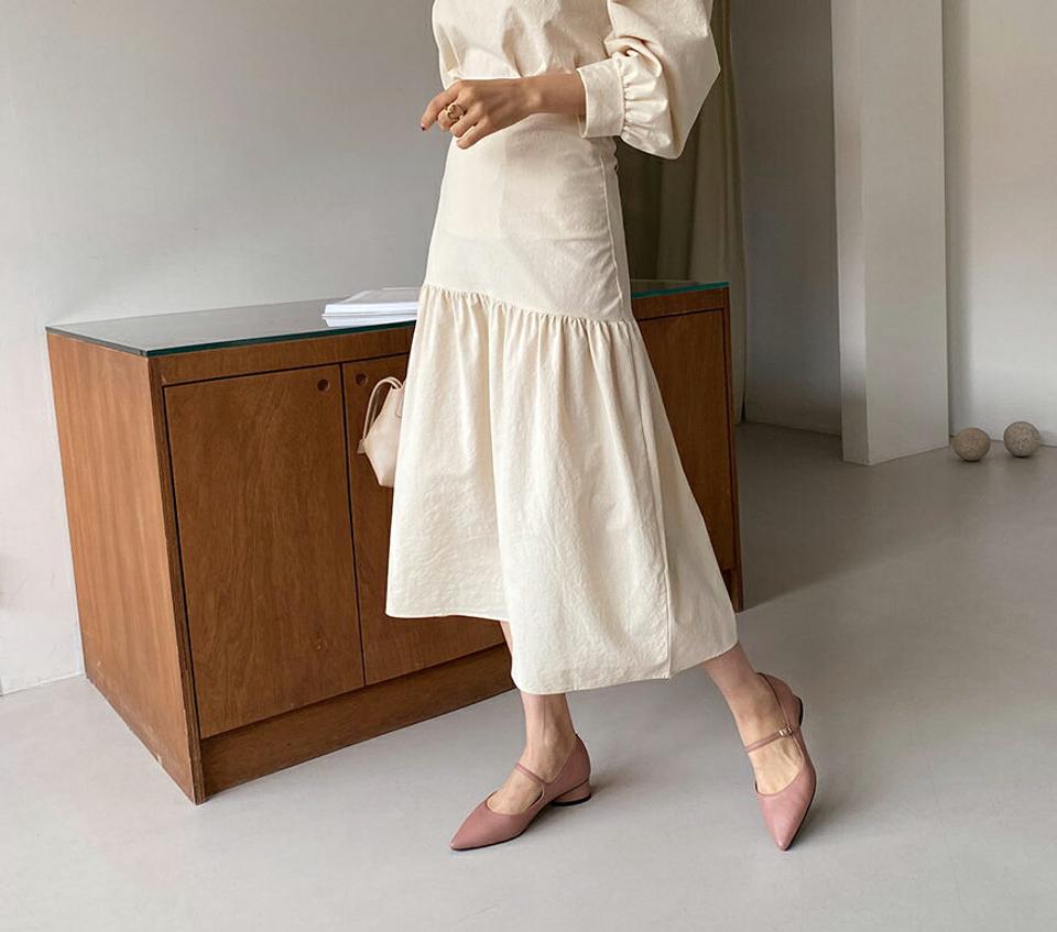 ギャザースカート・全5色・t65044 レディース 【sk】【韓国 ファッション ボトムス スカート ロング ロングスカート ギャザー ボリューム フレアスカート バックゴム Aライン 美脚 カジュアル 体型カバー フェミニン デイリー 秋 春】