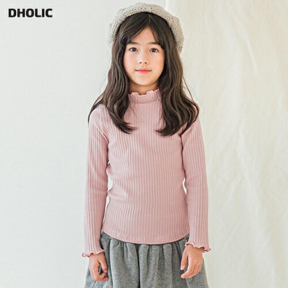 フリムヘムリブTシャツ・p009840 キッズ【3~8才】【tops】【トップス Tシャツ 長袖 リブ リブトップス フリル 単色 無地 シンプル カジュアル ラフ 女の子 男の子 秋 冬 韓国 韓国子供服 子供 こども 子供服 こども服】【KIDS】