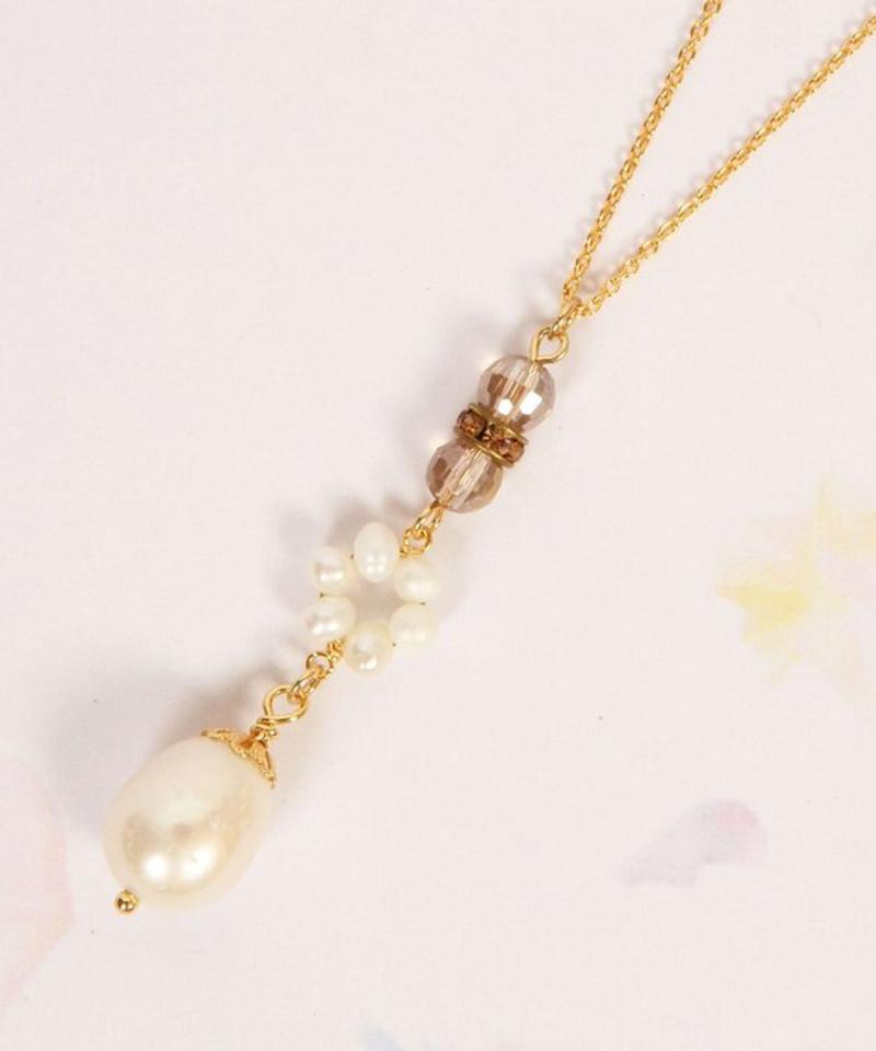 【大人上品パールアクセ】6粒パール×ベージュネックレス