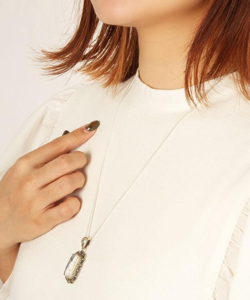 【こだわりのフランス買付】デントリティクアゲート四角ネックレス
