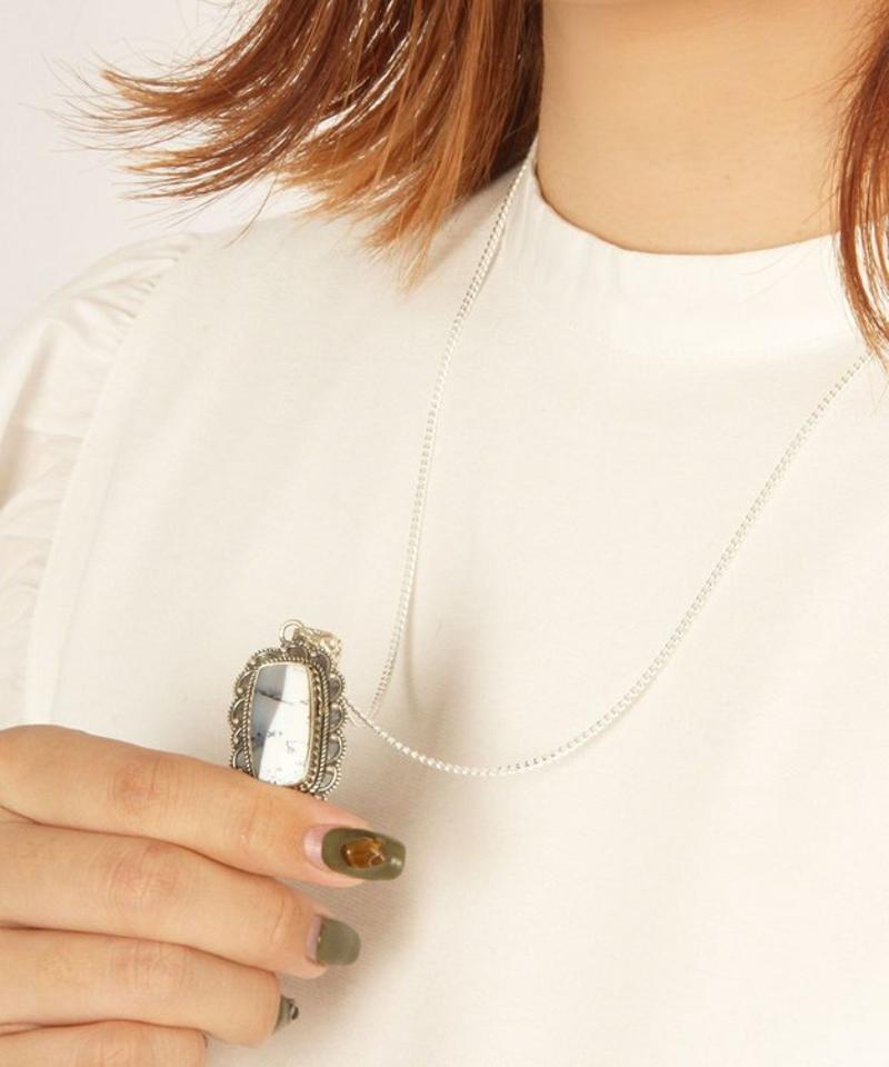 【こだわりのフランス買付】デントリティクアゲート四角ネックレス