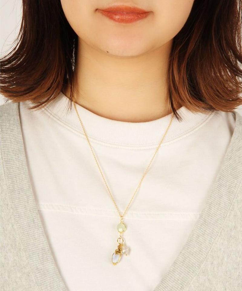 【ときめくカラフル天然石】K14GF お花のグリーンネックレス