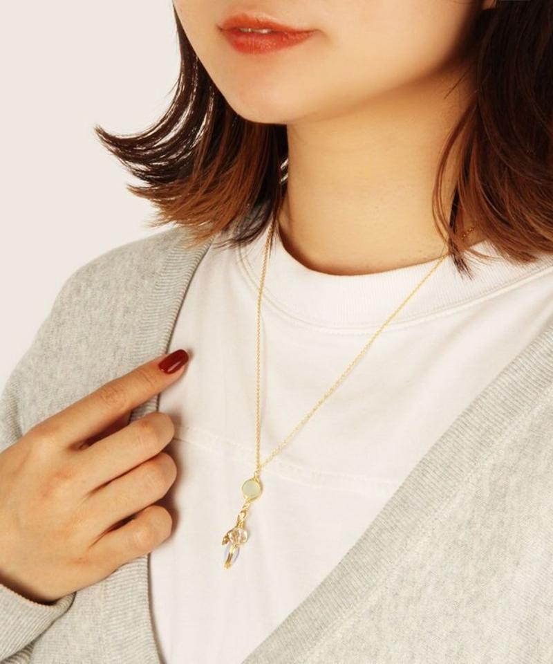 【ときめくカラフル天然石】K14GF お花のグリーンネックレス