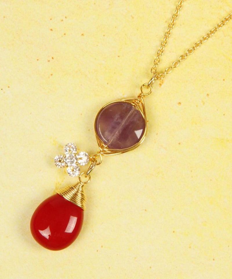 【フラワーカラーアクセサリー】K14GF アネモネネックレス