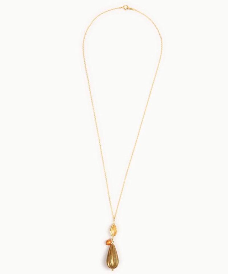 K14GF シトリン×アクリルシードチャームネックレス