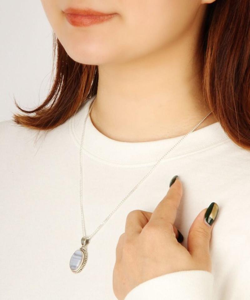 【フランス・メキシコ産一点もの】ブルーレース楕円ネックレス
