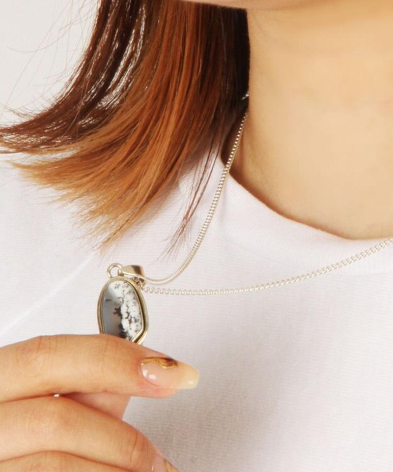 【個性際立つフランス一点もの】デンドリティクアゲートネックレス