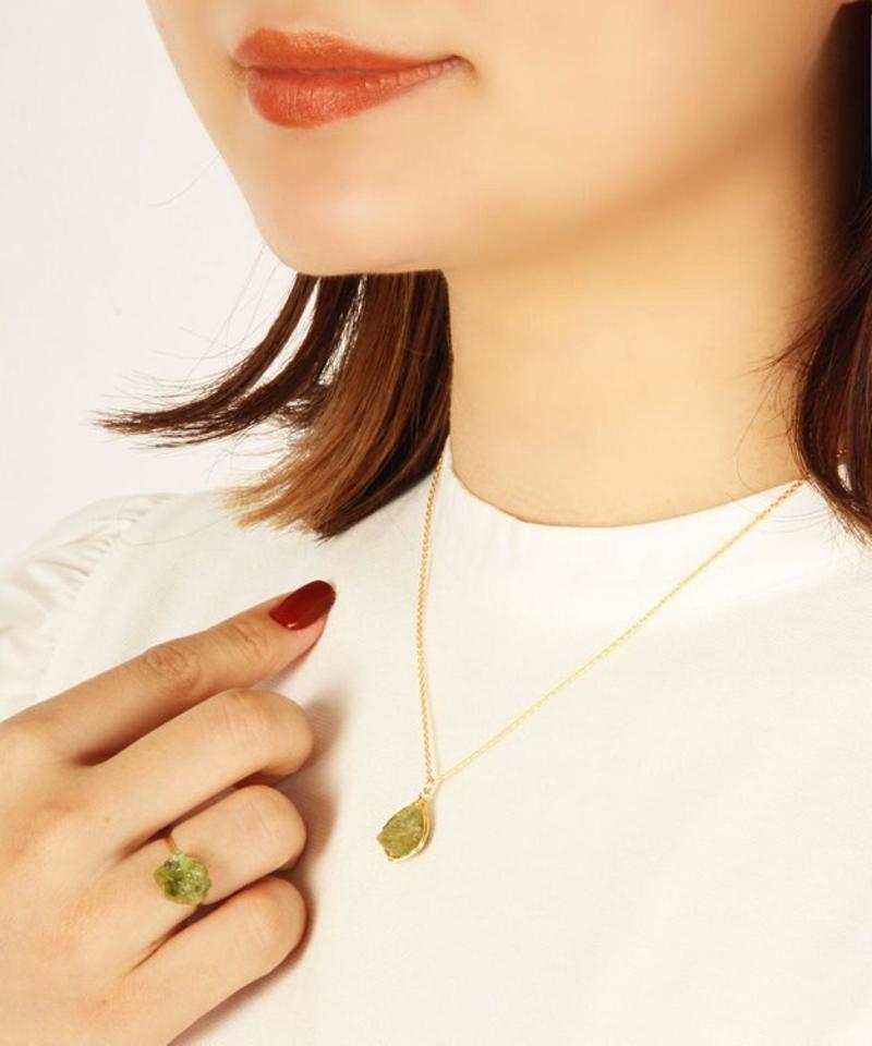 【一発で決まるセットアクセ】K14GF ペリドットネックレス＆リングセット