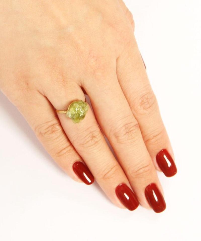 【一発で決まるセットアクセ】K14GF ペリドットネックレス＆リングセット