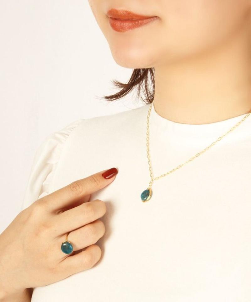 【一発で決まるセットアクセ】K14GF アパタイトネックレス＆リングセット