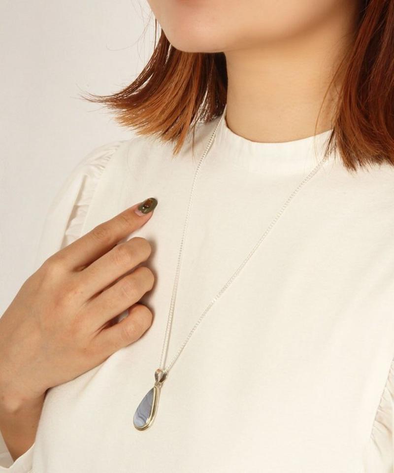 【フランス買付1点もの】ブルーレースアゲート雫ネックレス（スターリングシルバー）