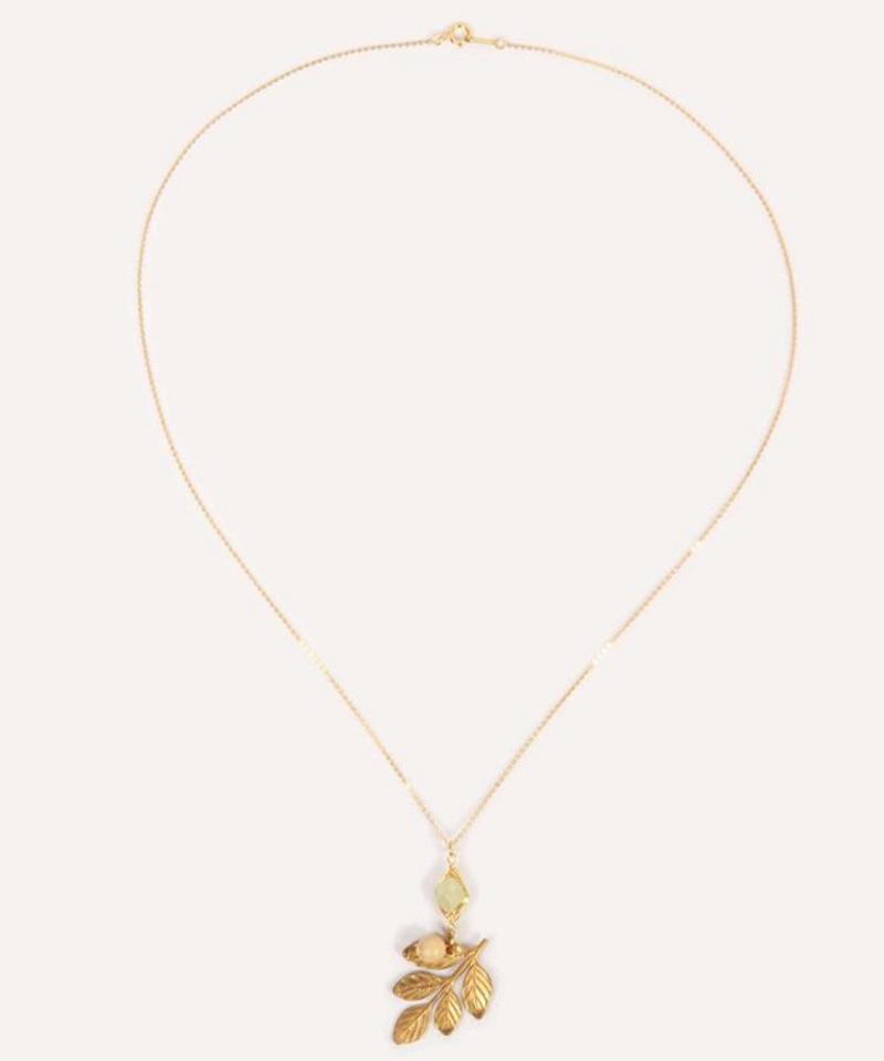 【こっくり色濃い秋アクセ】紅葉グリーンネックレス
