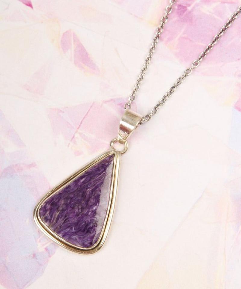 【フランス一点もの】チャロアイトしずく二重ネックレス