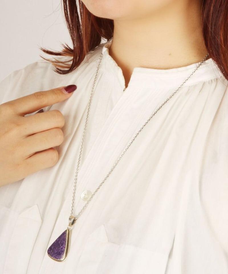 【フランス一点もの】チャロアイトしずく二重ネックレス