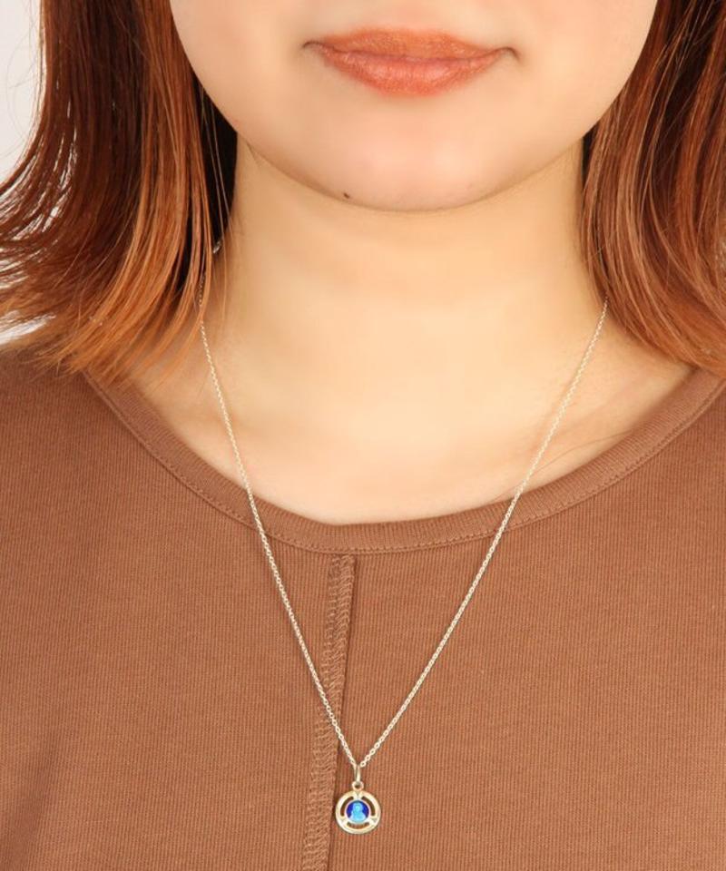 【美しいオールド感】シルバー925 イエス×ブルー丸ネックレス
