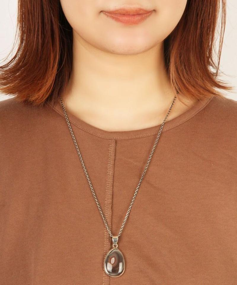 【ほっこりダークカラー】ボツワナアゲートネックレス(1点もの)