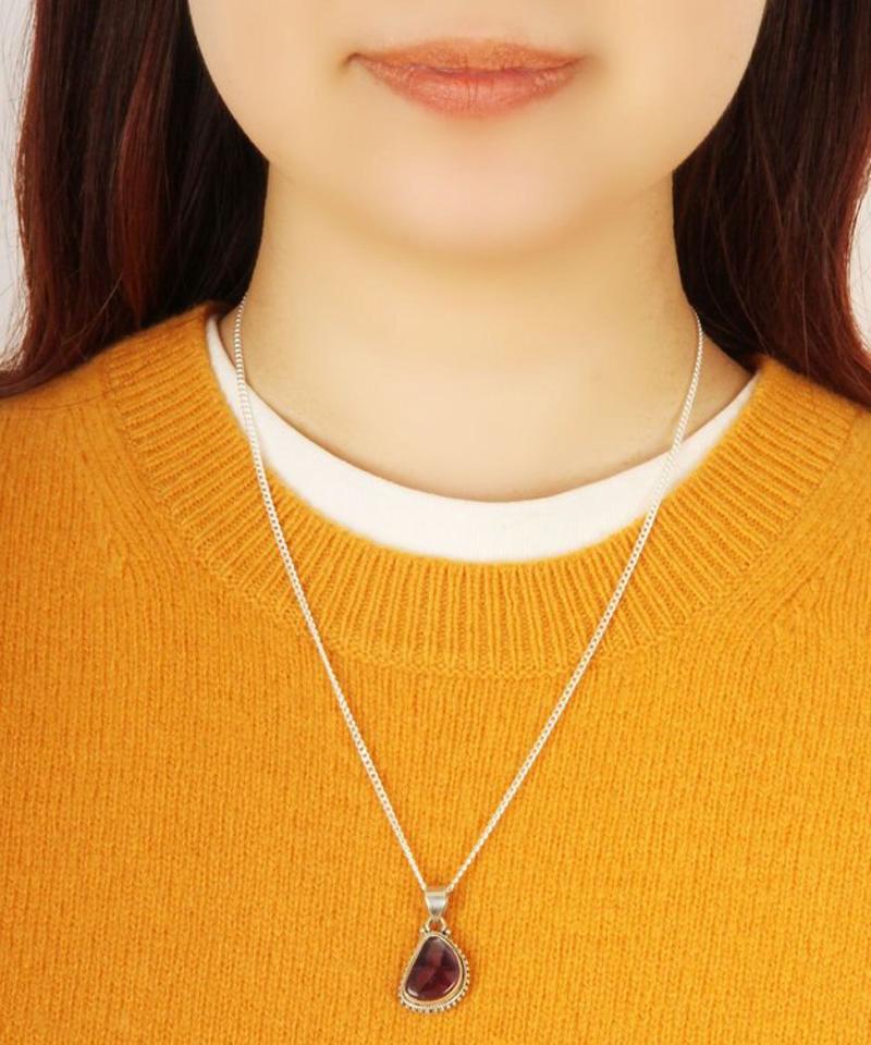 【フランス天然石】アメジスト半円小さめネックレス