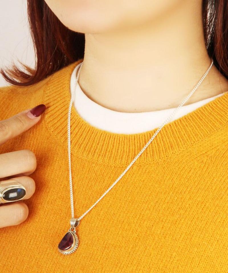 【フランス天然石】アメジスト半円小さめネックレス