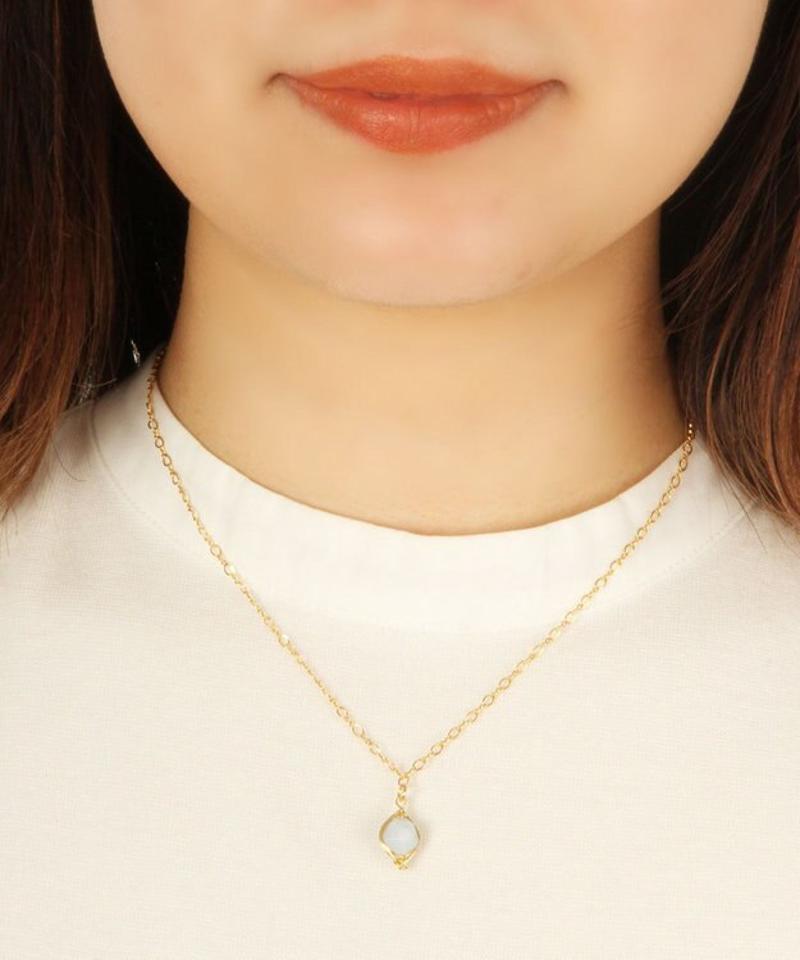 【一発で決まるセットアクセ】K14GF アクアマリンネックレス＆リングセット